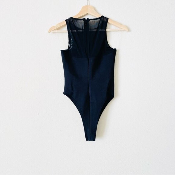 NWOT House of CB SMALL Chiara black mesh bandage bodysuit - Picture 6 of 8